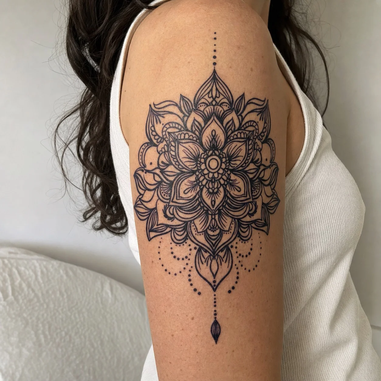 Lotus Mandala Drop Tattoo