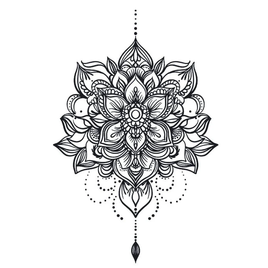 Lotus Mandala Drop Tattoo - Image 2