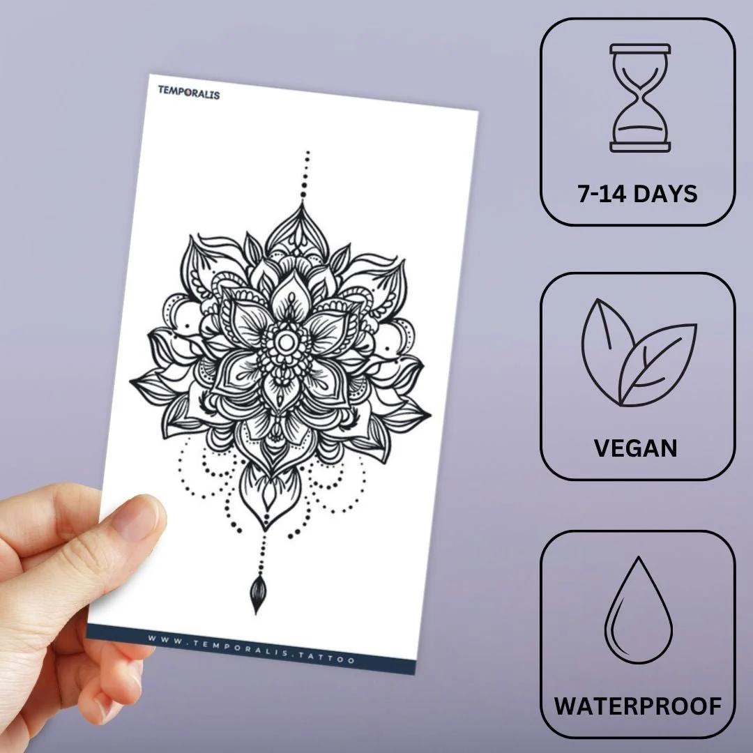 Lotus Mandala Drop Tattoo - Image 3