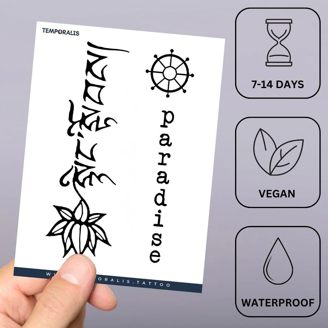 Lotus & Sanskrit Spiritual Tattoo - Image 2