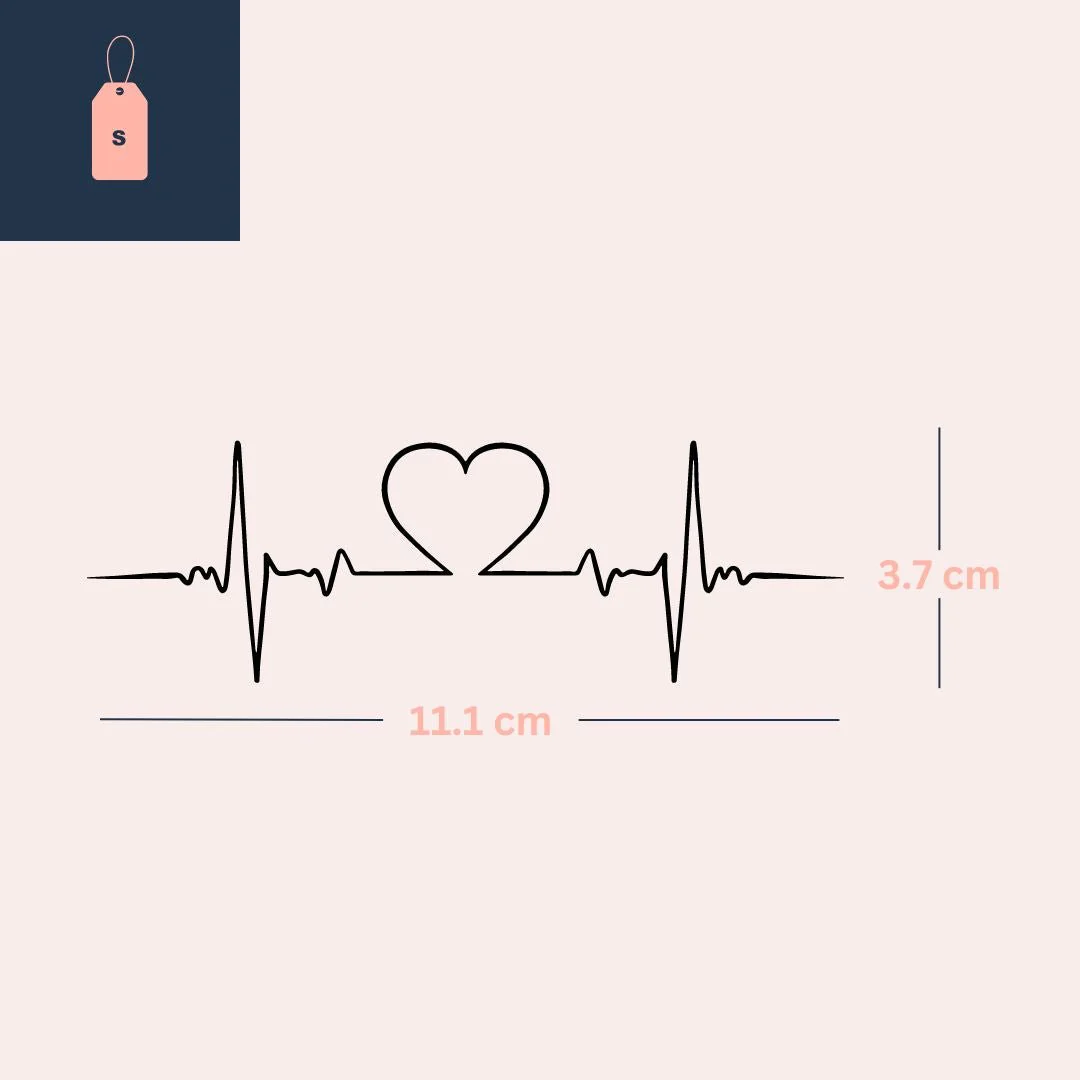 Heartbeat with heart temporary tattoo - Image 4