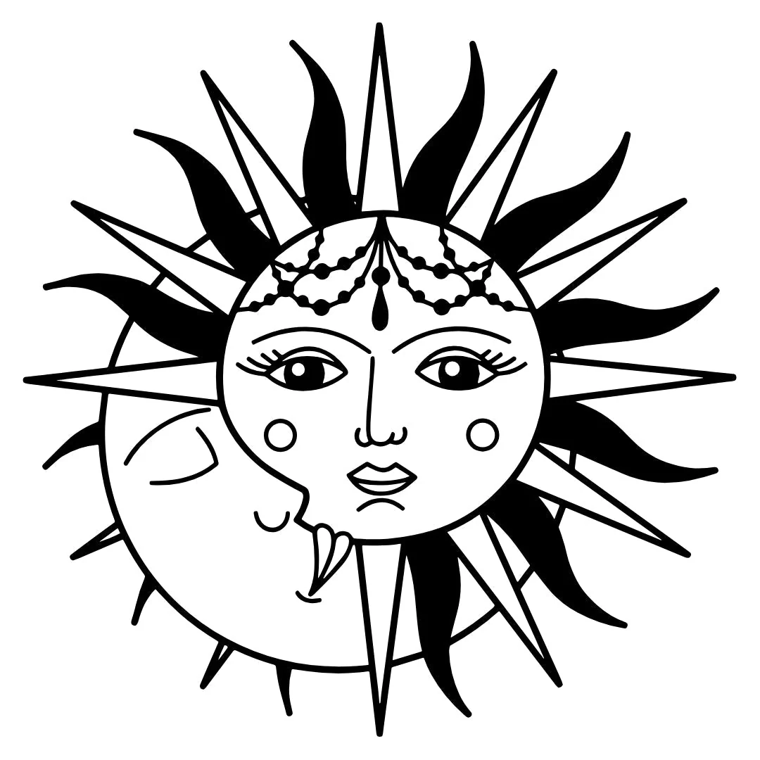 Sun & Moon Shared Face Temporary Tattoo - Image 2