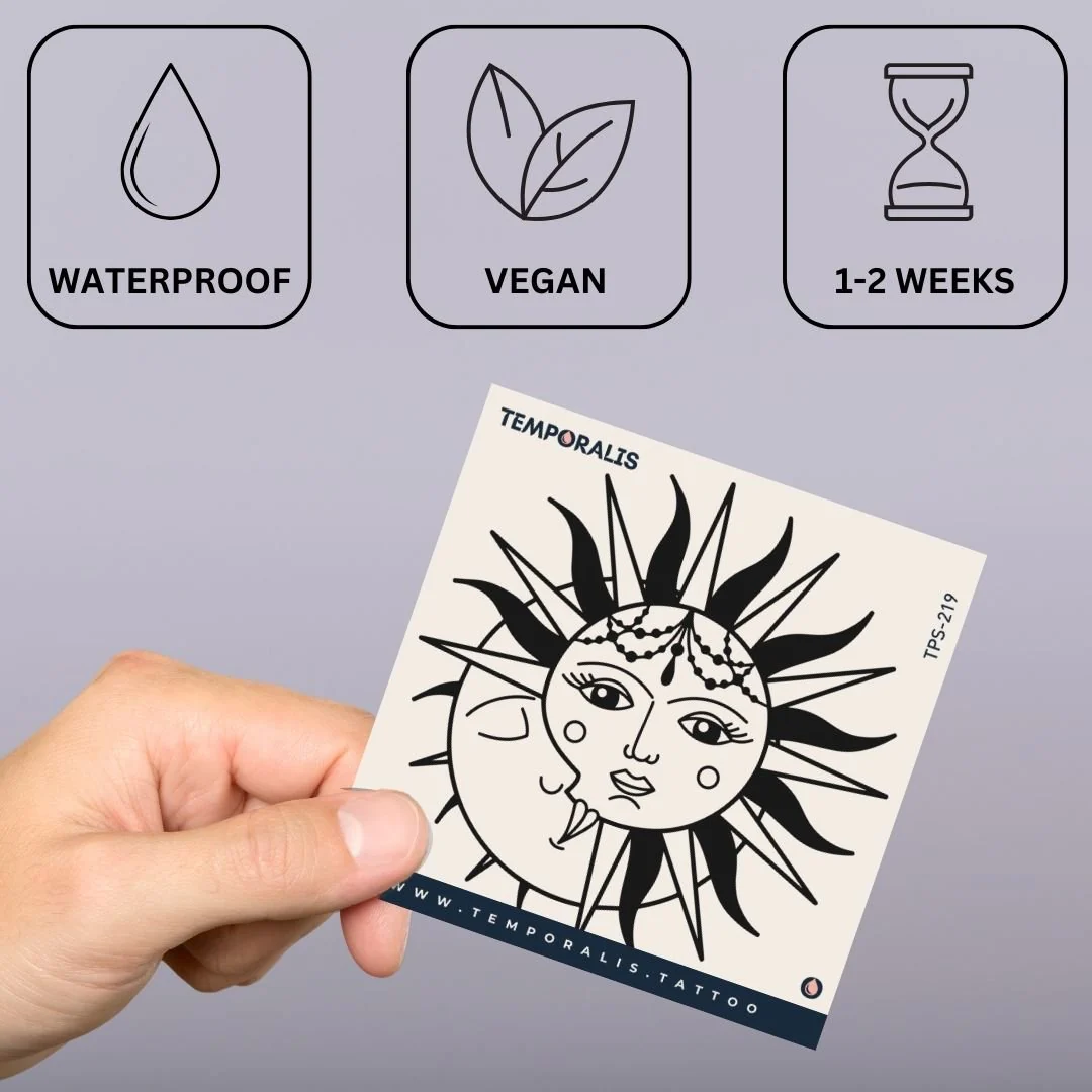 Sun & Moon Shared Face Temporary Tattoo - Image 3