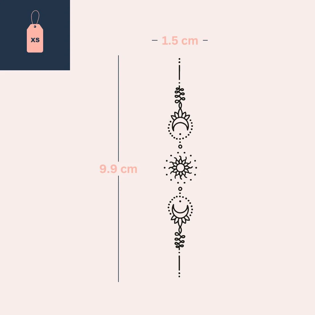 Sun & Moon temporary tattoo – floral linework - Image 4