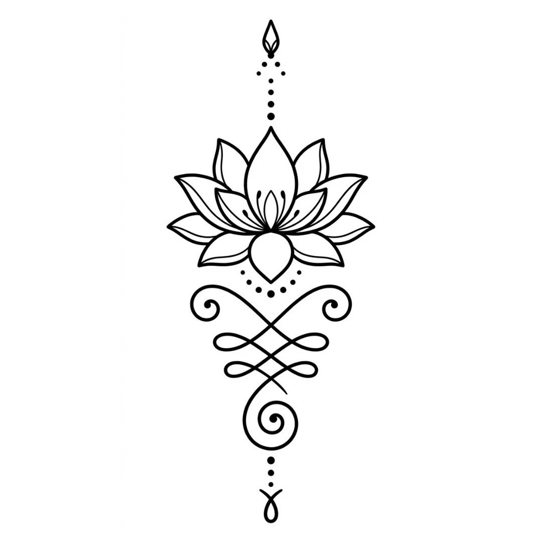 Fine line ornamental lotus temporary tattoo - Image 2