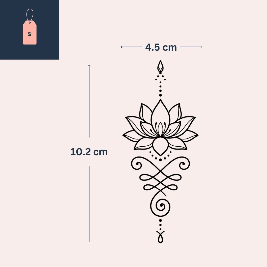 Fine line ornamental lotus temporary tattoo - Image 4