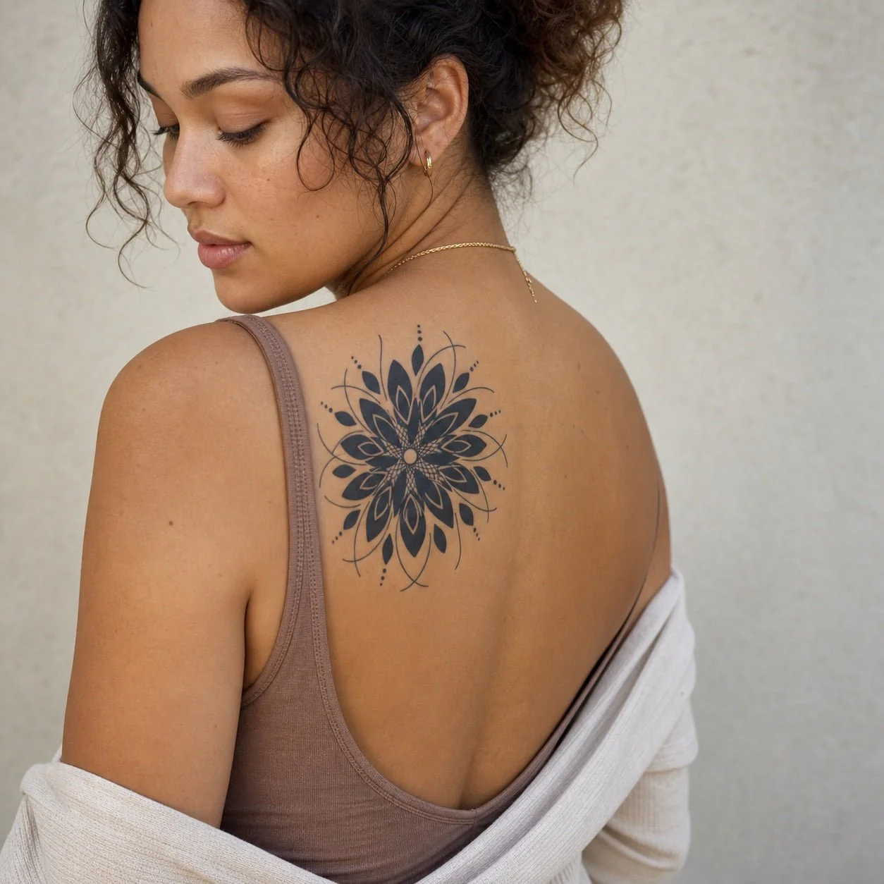 Geometric floral mandala temporary tattoo