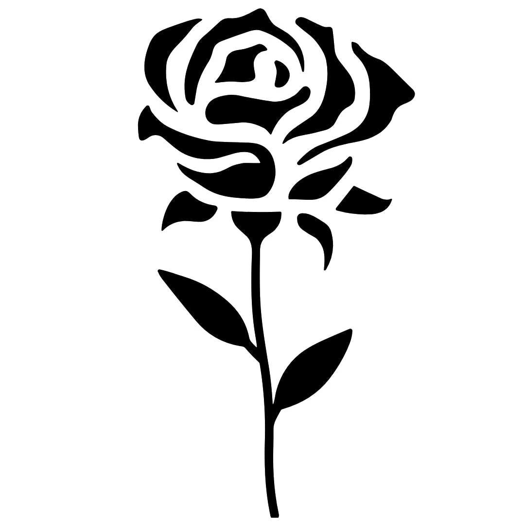 Rose temporary tattoo with stem and leaves - Image 2