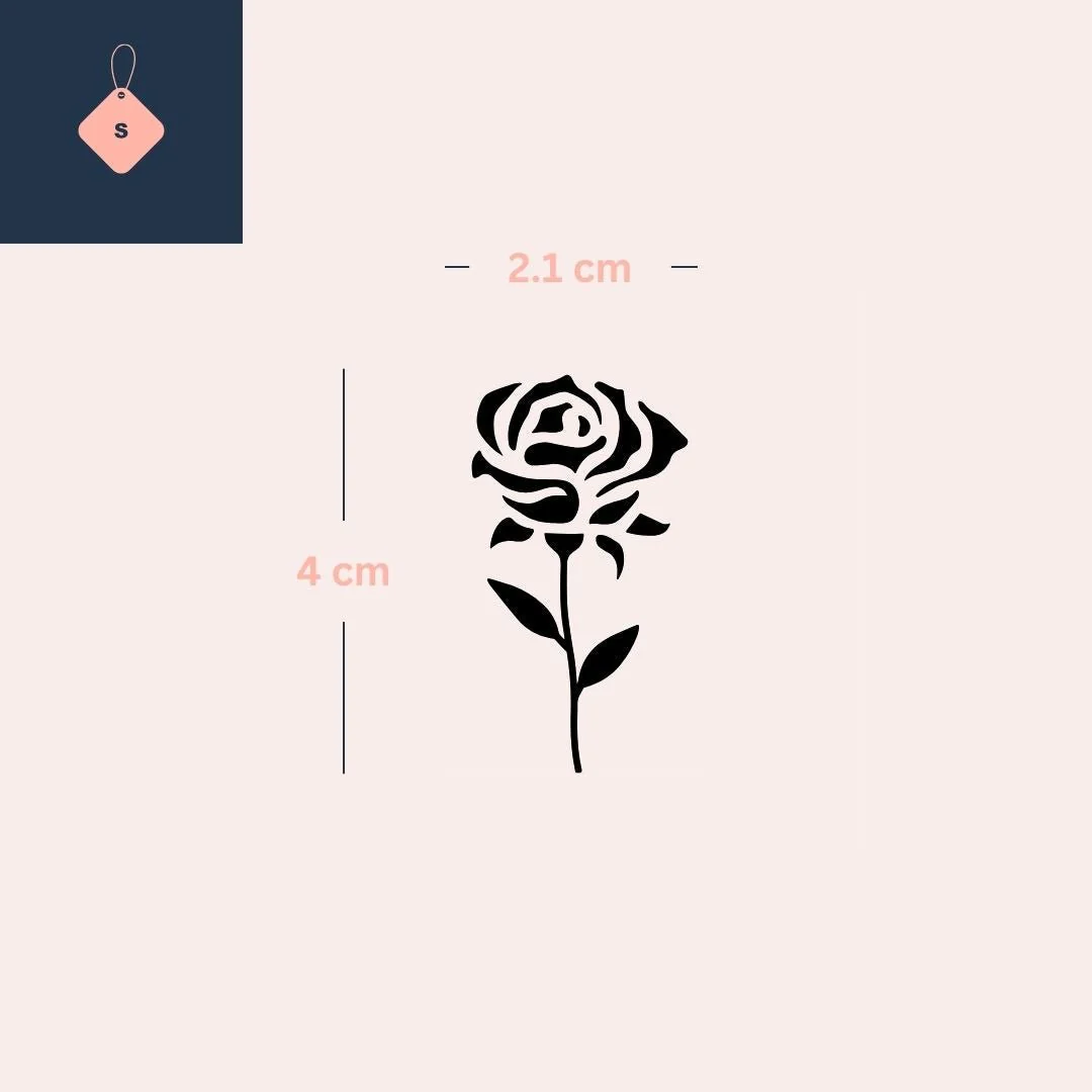 Rose temporary tattoo with stem and leaves - Image 4