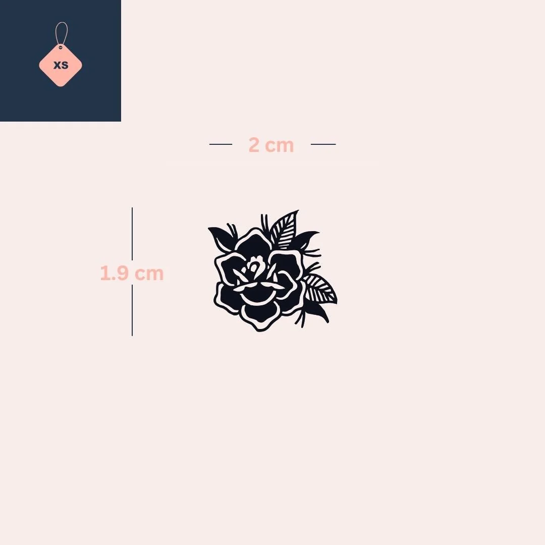 Old school rose temporary tattoo with leaves - Image 4