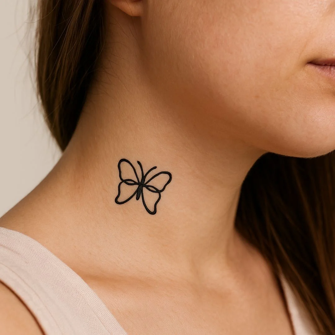 Single-line butterfly temporary tattoo