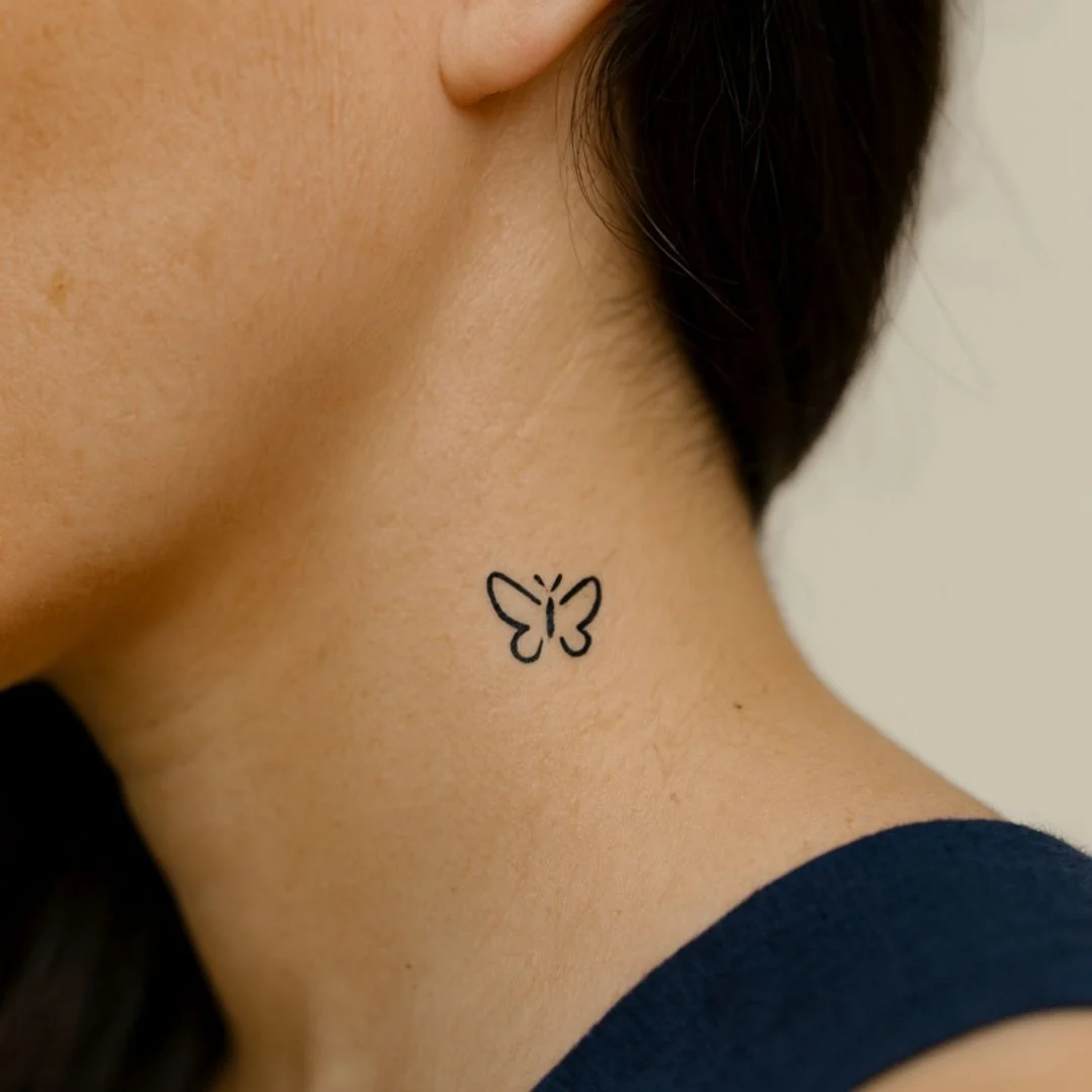Fine line butterfly temporary tattoo