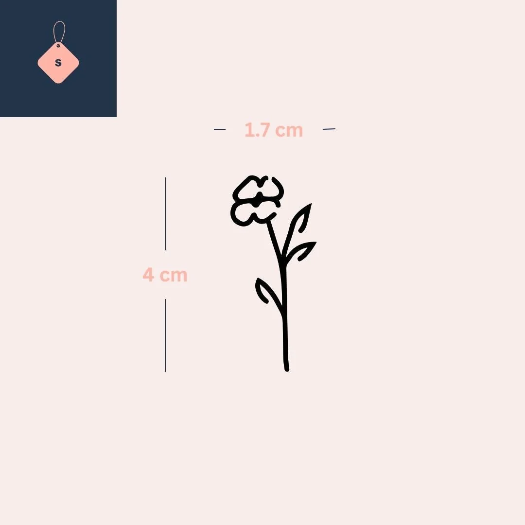 Minimalist line art flower temporary tattoo with stem and leaves - Image 4
