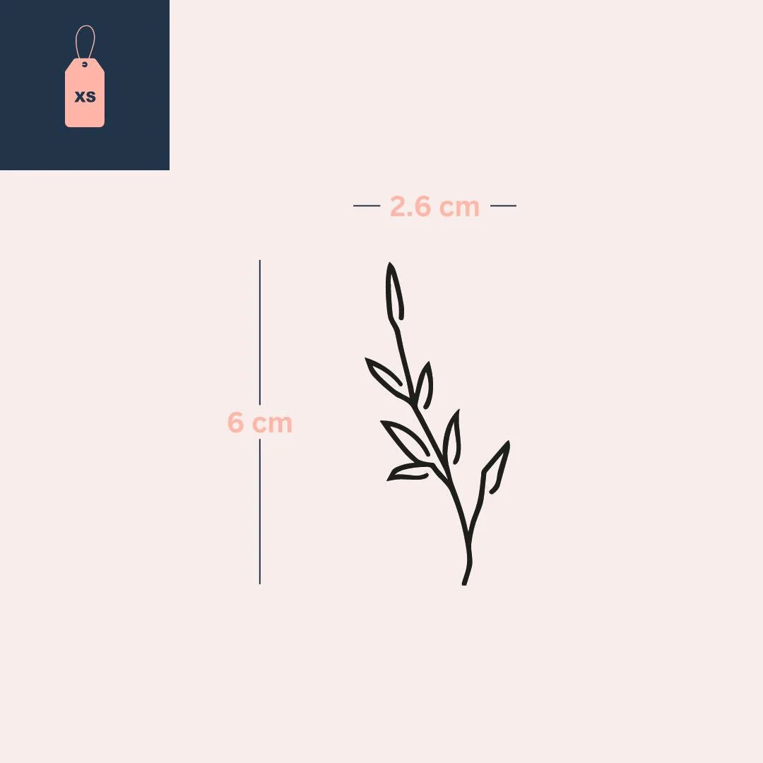 Leafy branch temporary tattoo, fine line - Image 4