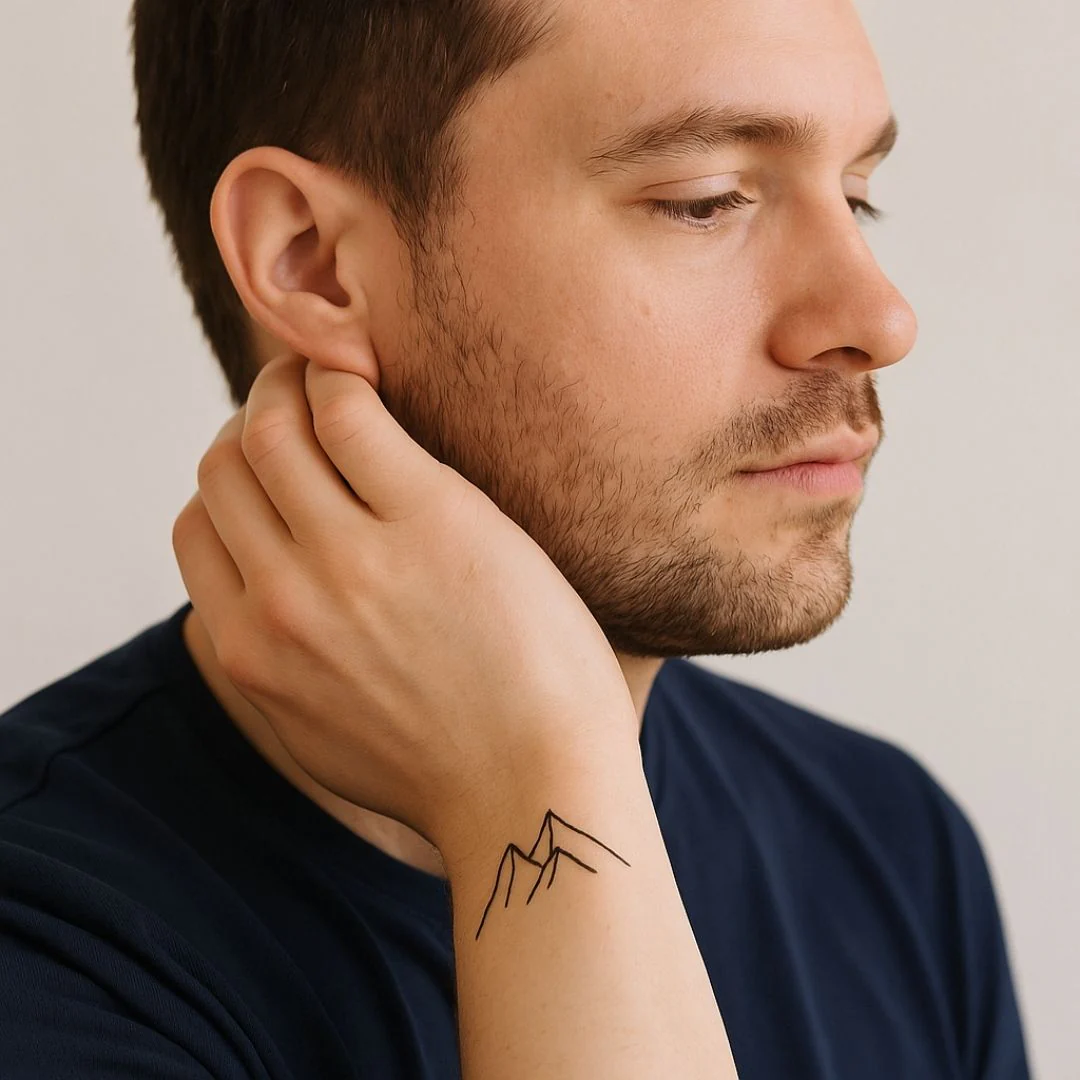Minimalist Mountain Range Temporary Tattoo