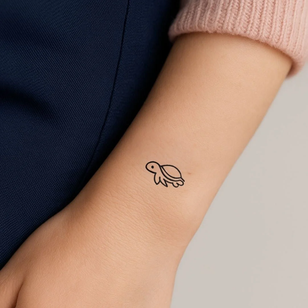 Sea Turtle Outline Temporary Tattoo