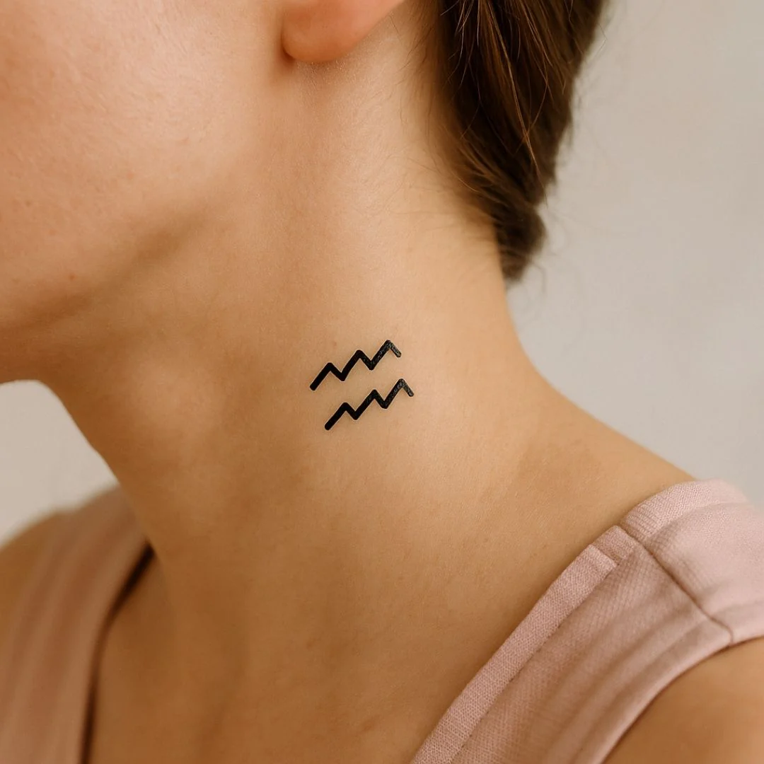 Minimalist Aquarius zodiac temporary tattoo