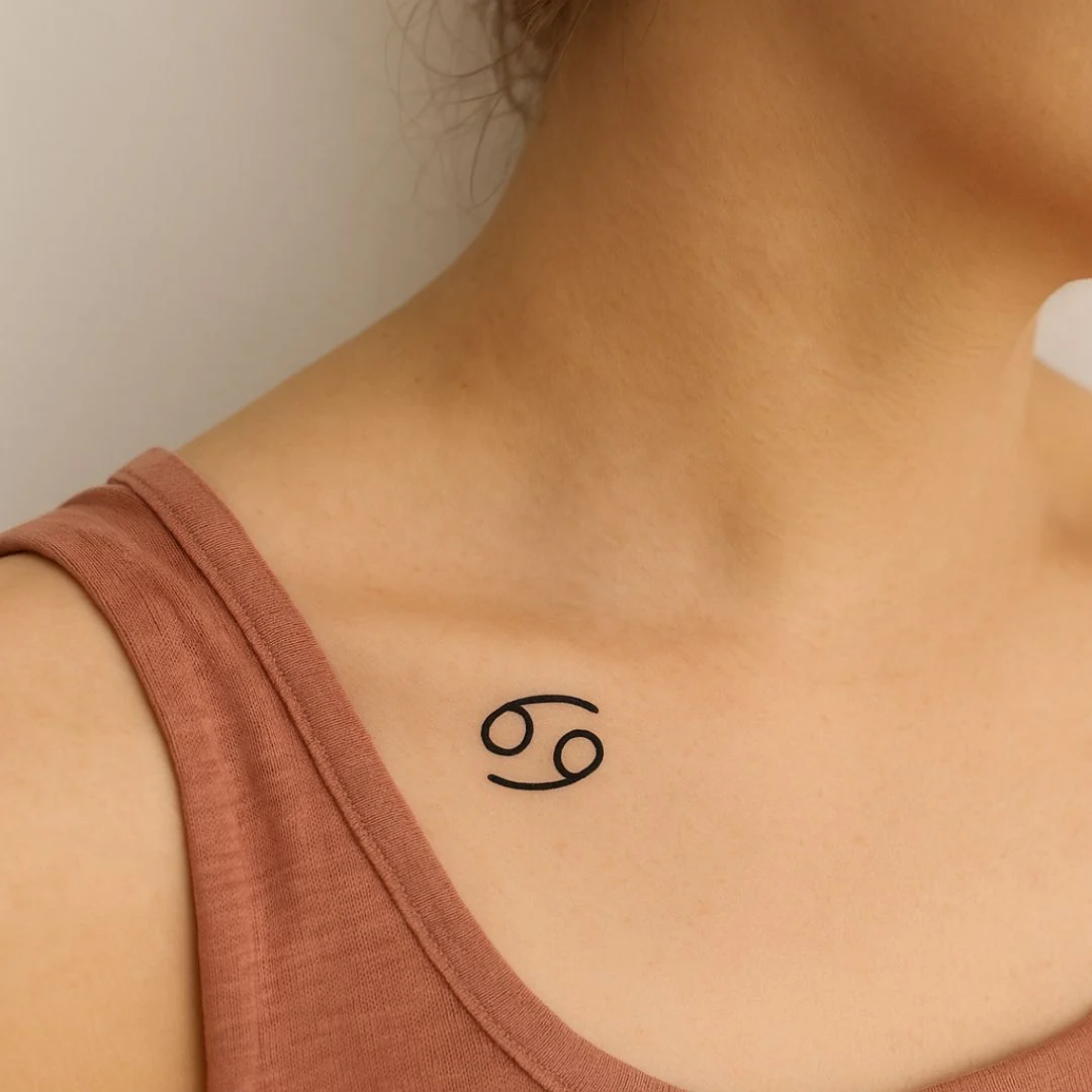 Minimalist Cancer zodiac temporary tattoo