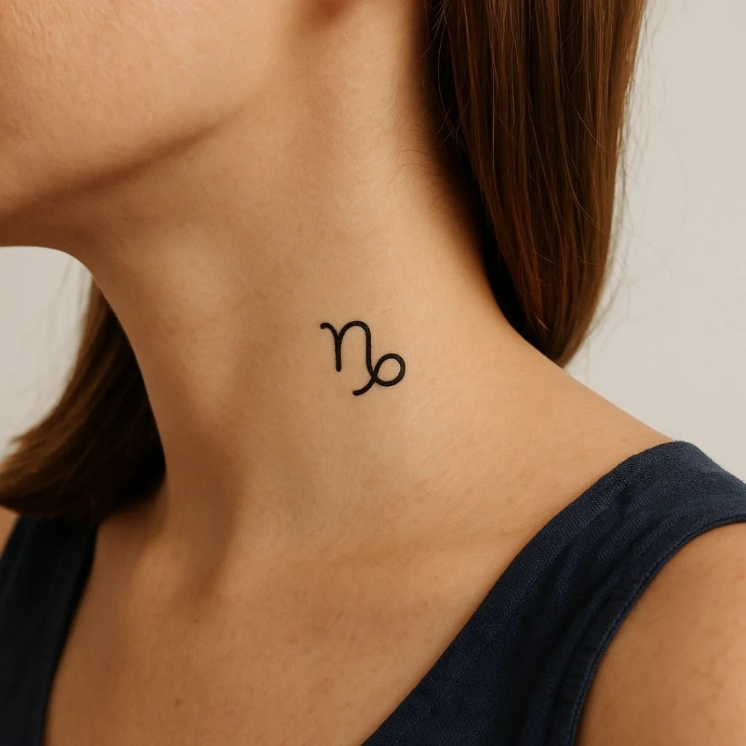 Minimalist Capricorn zodiac temporary tattoo