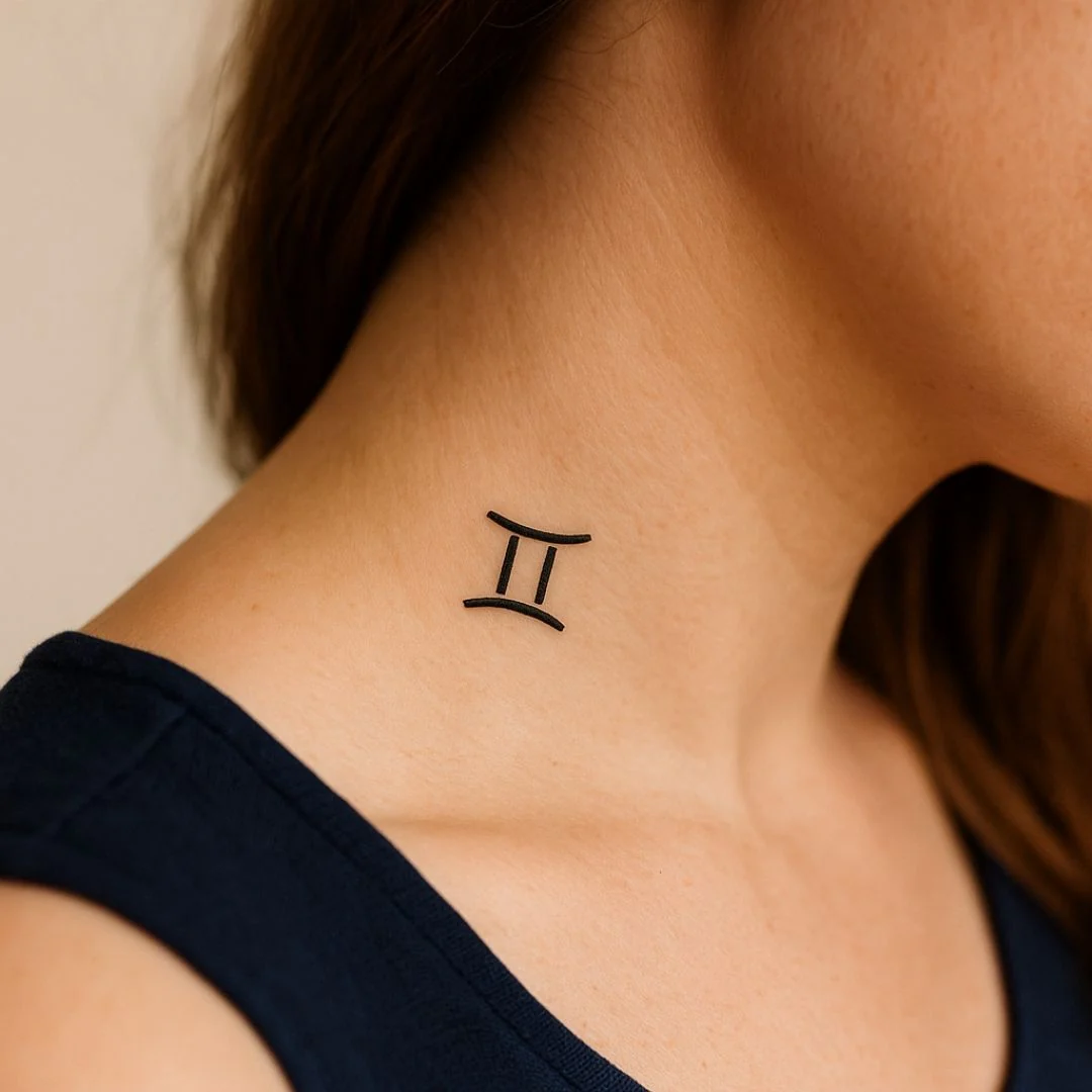 Minimalist Gemini zodiac temporary tattoo