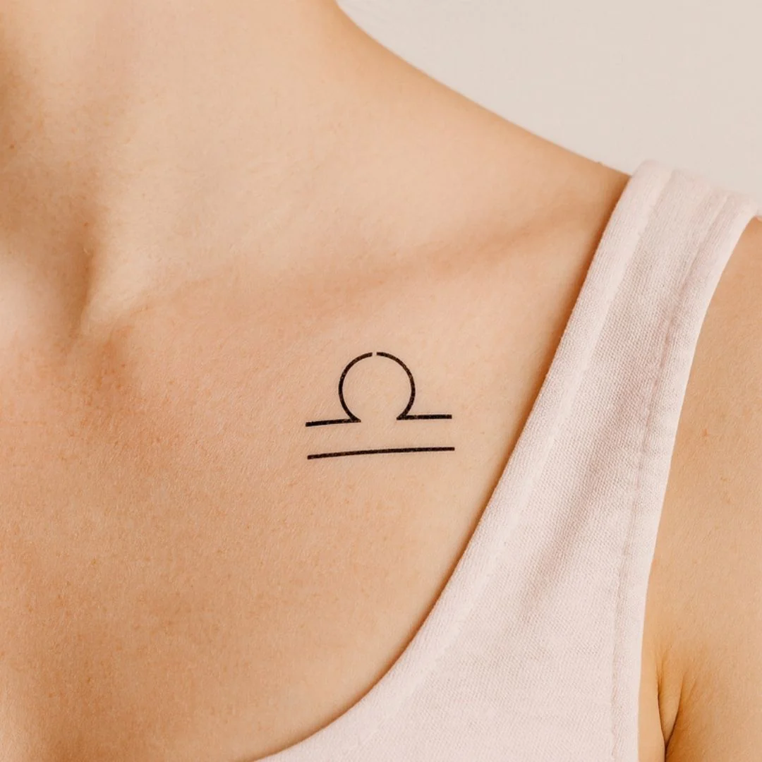 Minimalist Libra zodiac temporary tattoo