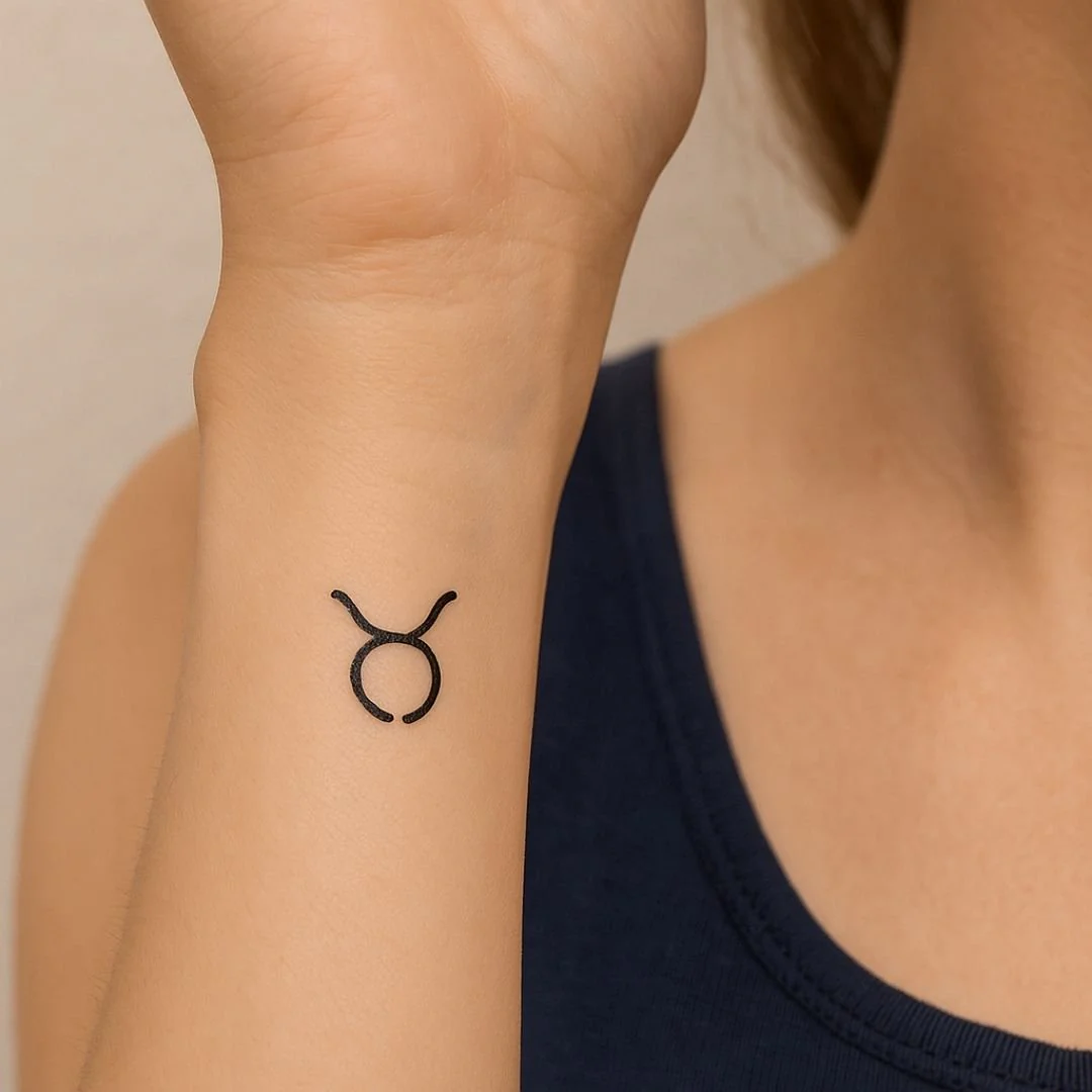 Minimalist Taurus zodiac temporary tattoo
