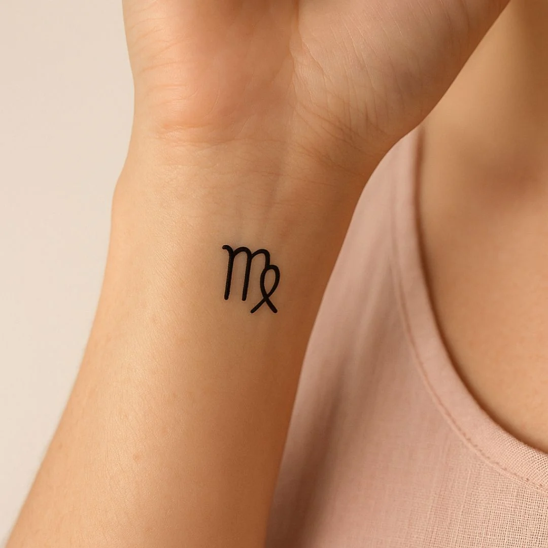Minimalist Virgo zodiac temporary tattoo