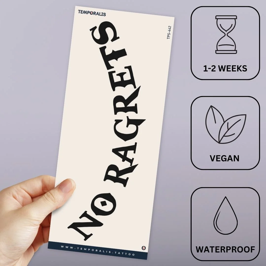NO RAGRETS temporary tattoo - bold lettering - Image 3