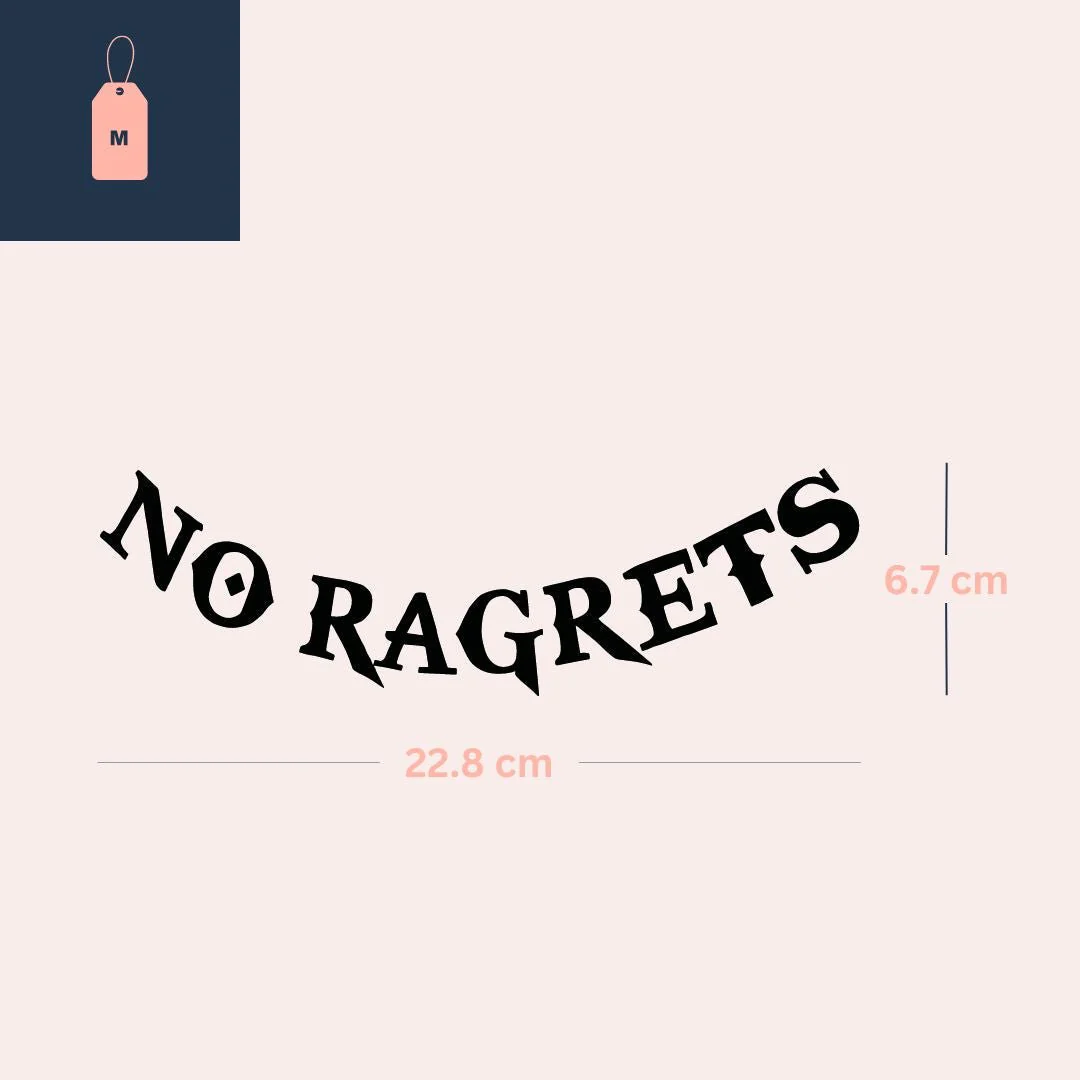 NO RAGRETS temporary tattoo - bold lettering - Image 4