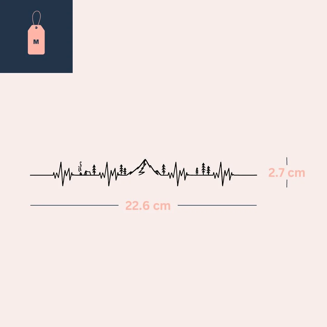 Mountain heartbeat line temporary tattoo with camping scene - Image 4