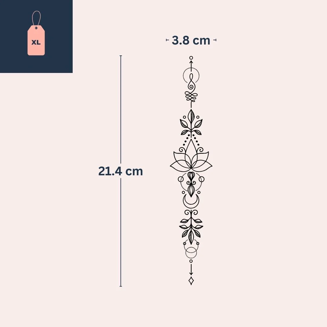 Lotus and crescent moon temporary tattoo, geometric line art - Image 4