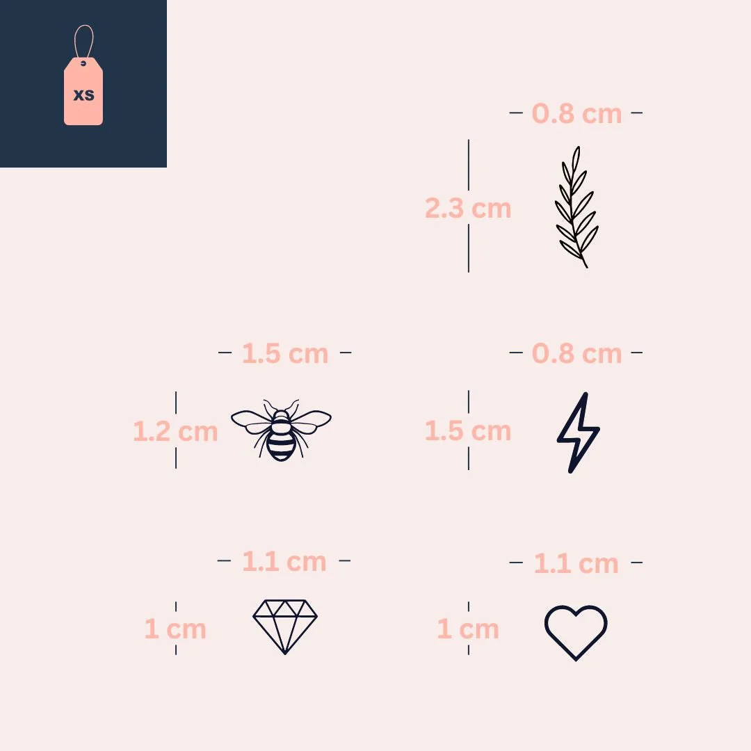 Mini set of 5 temporary tattoos: leaf, bee, lightning, diamond, heart - Image 5