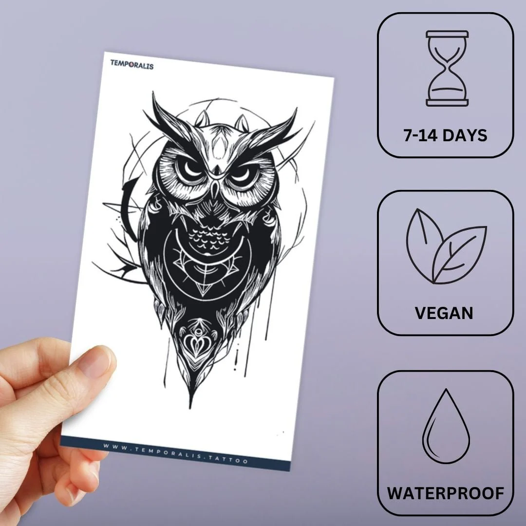 Neo-Traditional Geometric Owl Tattoo - Image 3