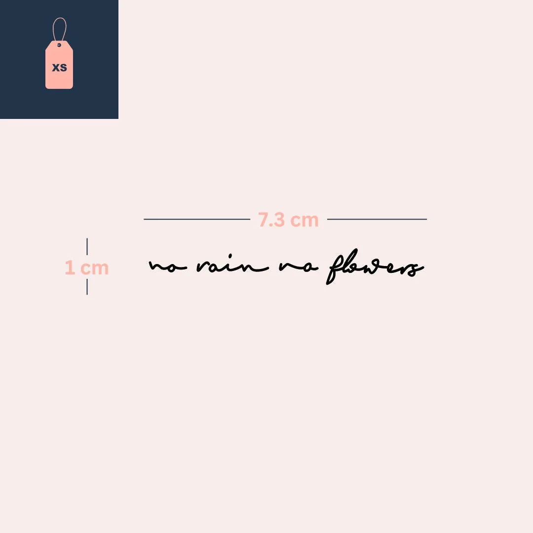 No Rain, No Flowers script temporary tattoo - Image 4