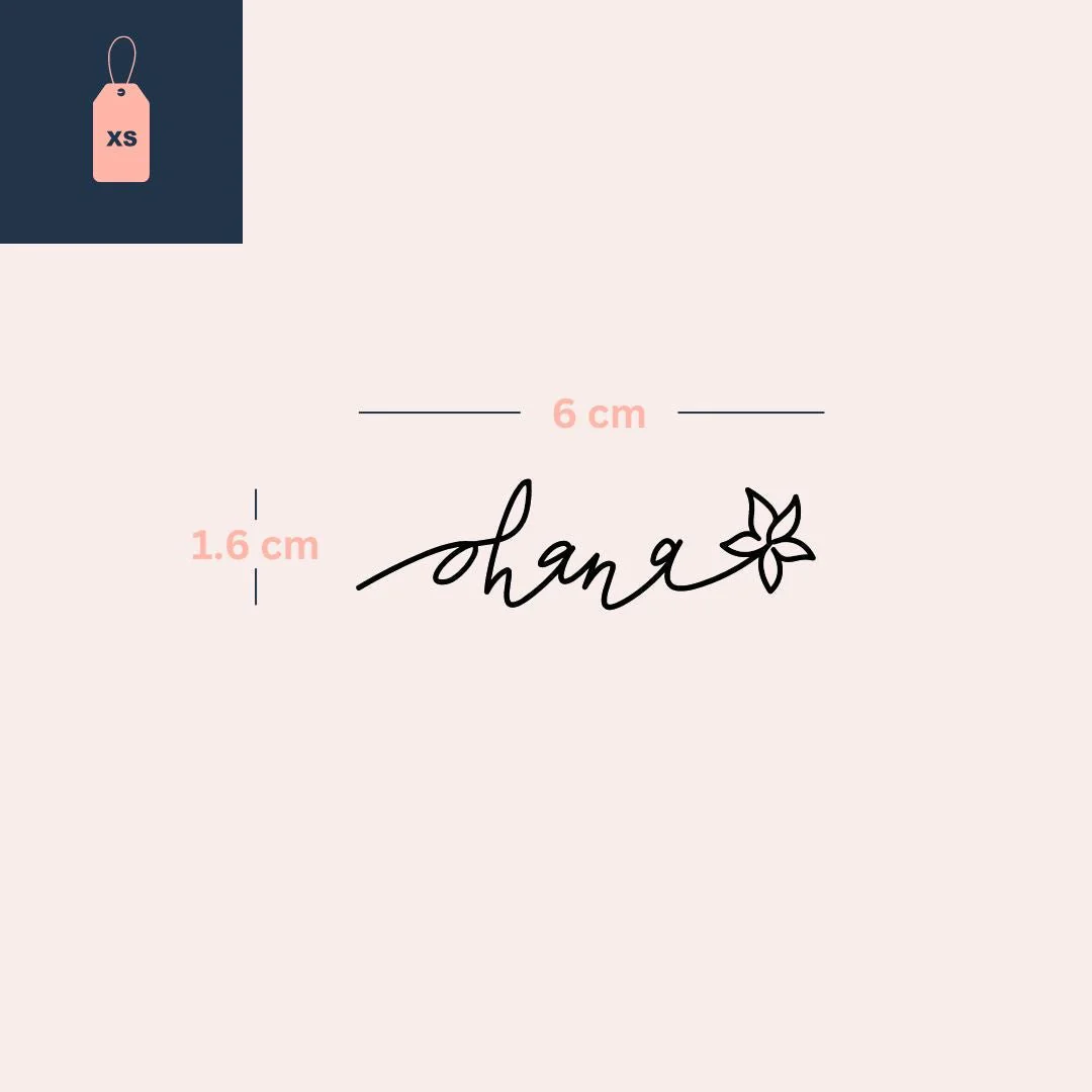 Ohana script temporary tattoo with flower - Image 4