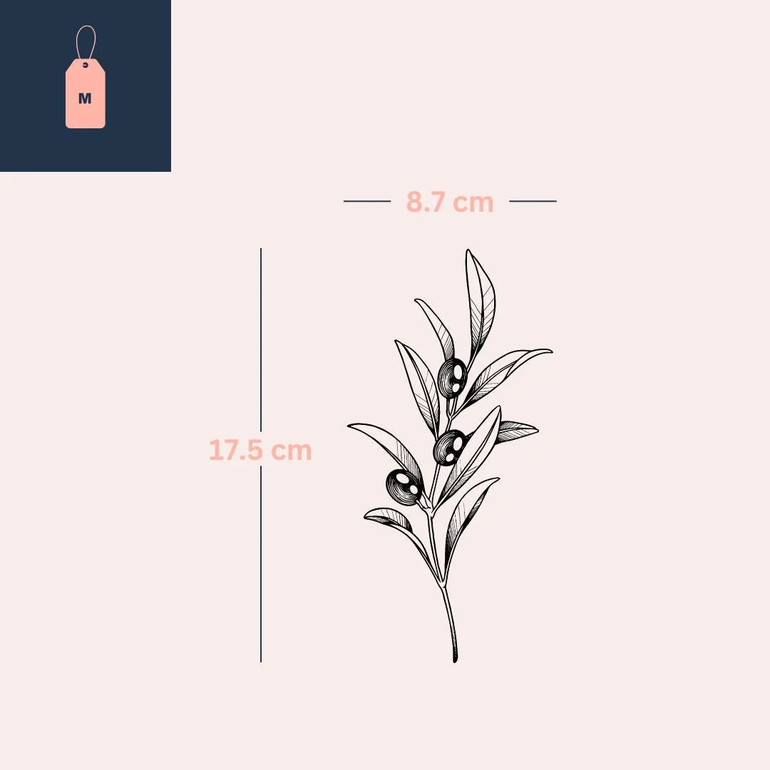 Fine line olive branch temporary tattoo - Image 4