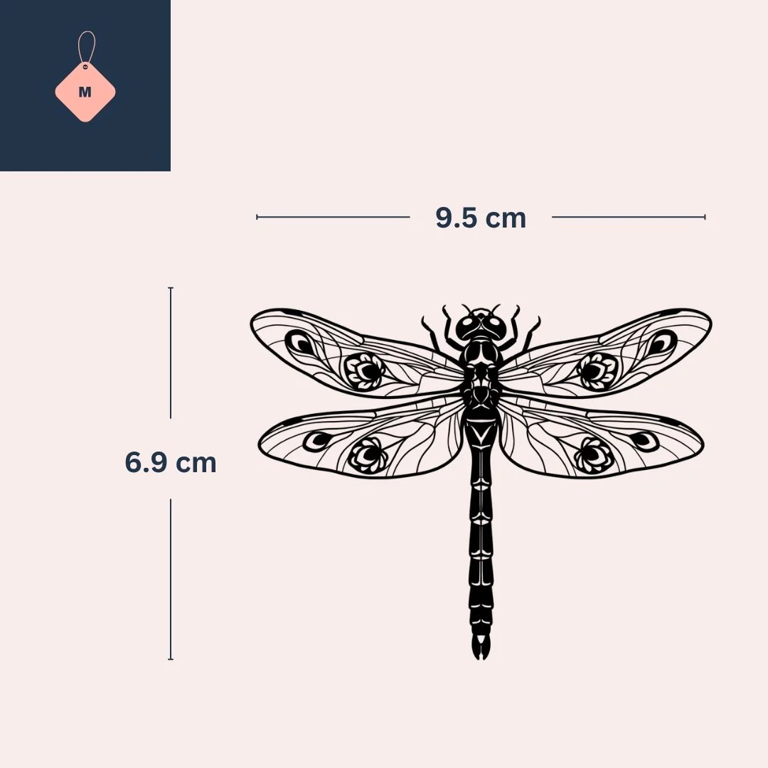 Dragonfly temporary tattoo with floral wings - Image 4