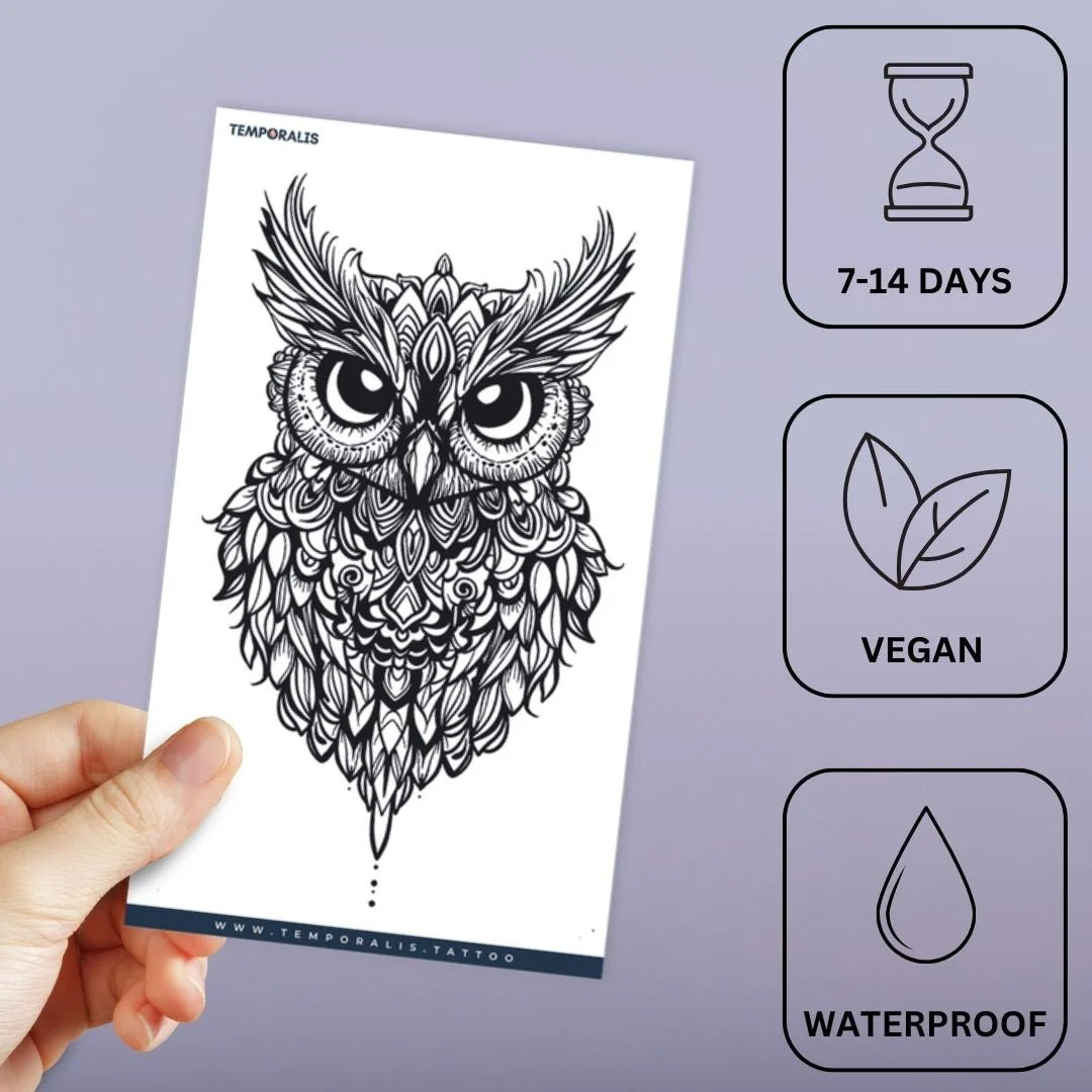 Ornate Owl Head Tattoo - Image 3