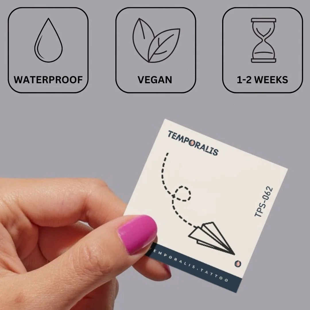Paper plane temporary tattoo with flight path - Image 3