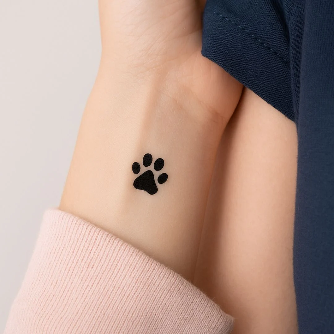 Small paw print temporary tattoo