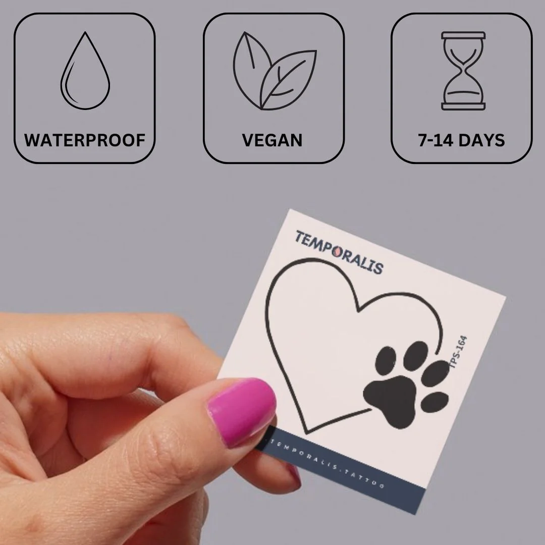 Paw print in a heart - temporary tattoo - Image 3
