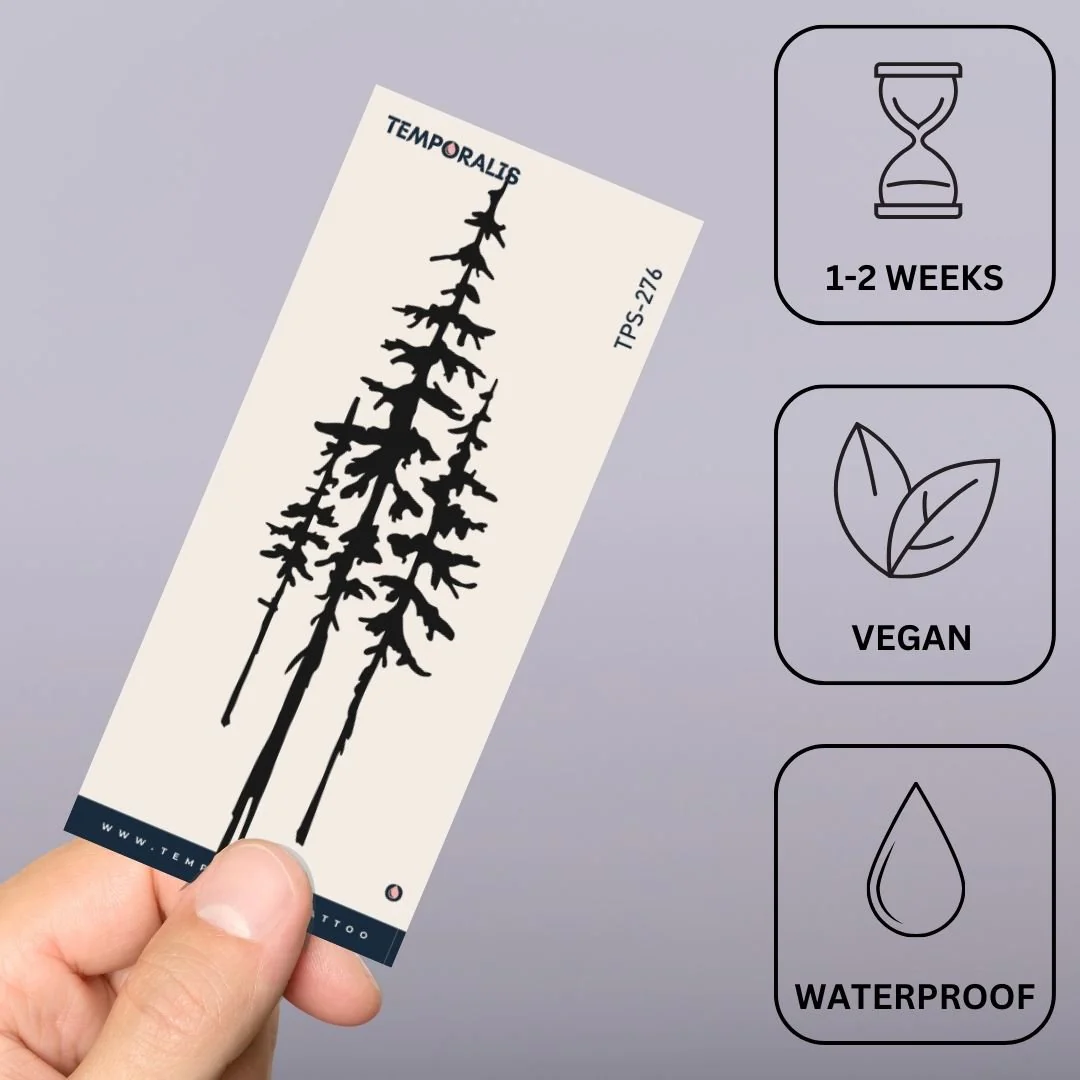 Pine Trees Silhouette Temporary Tattoo - Image 3