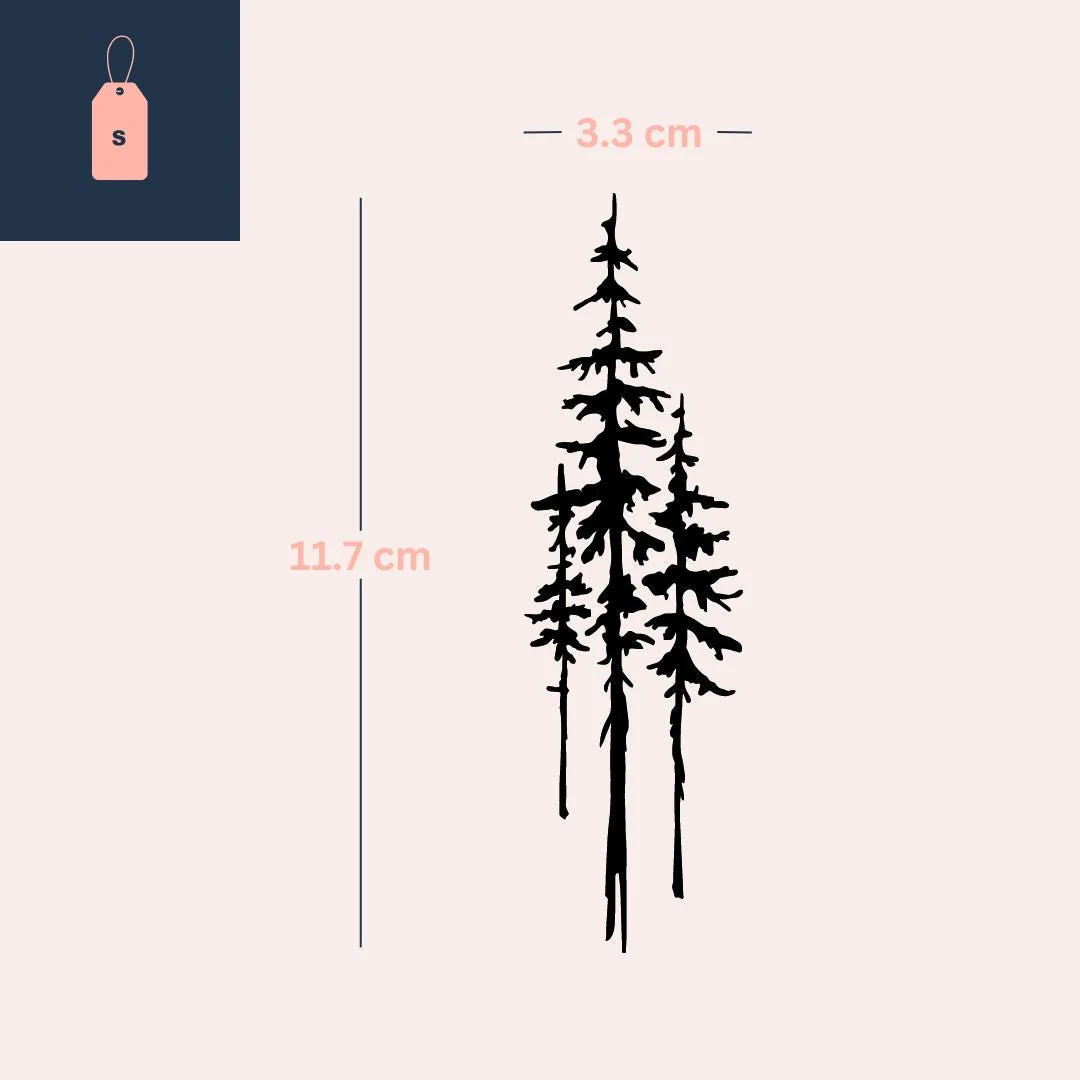 Pine Trees Silhouette Temporary Tattoo - Image 4