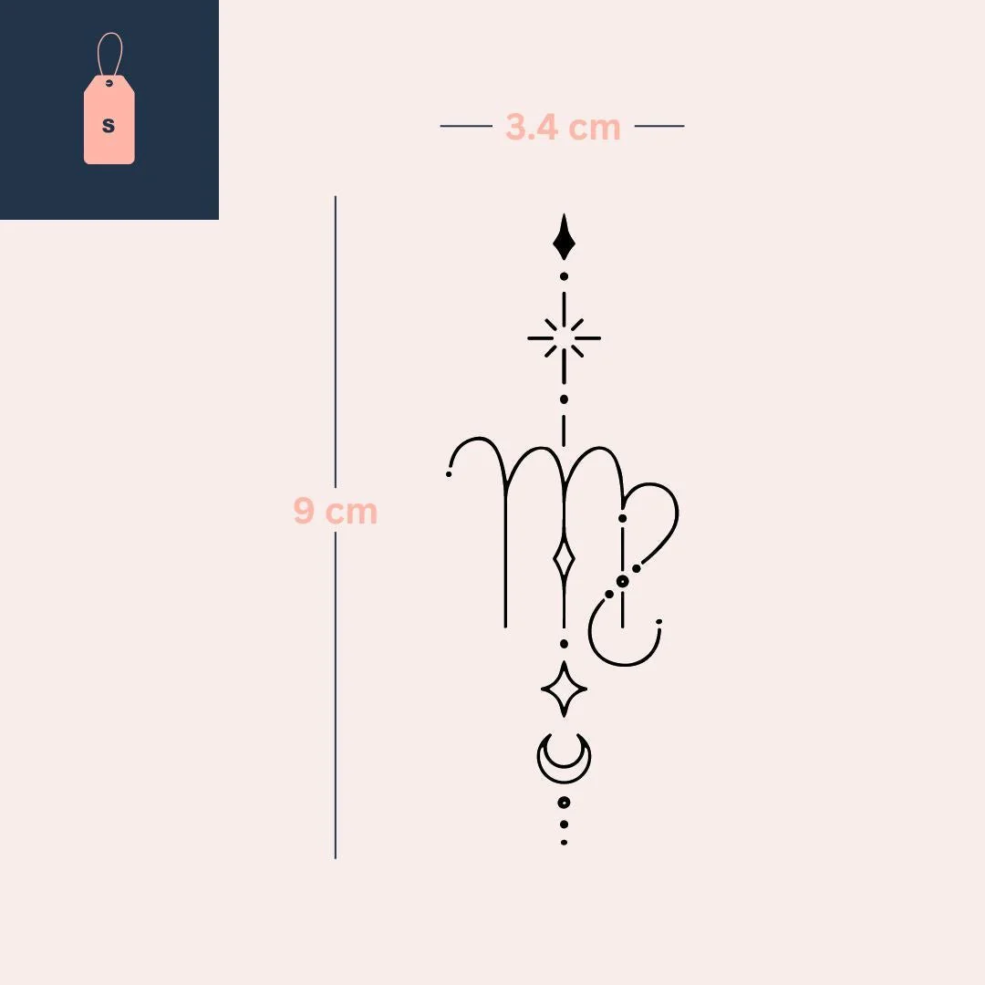 Celestial Pisces zodiac temporary tattoo - Image 4