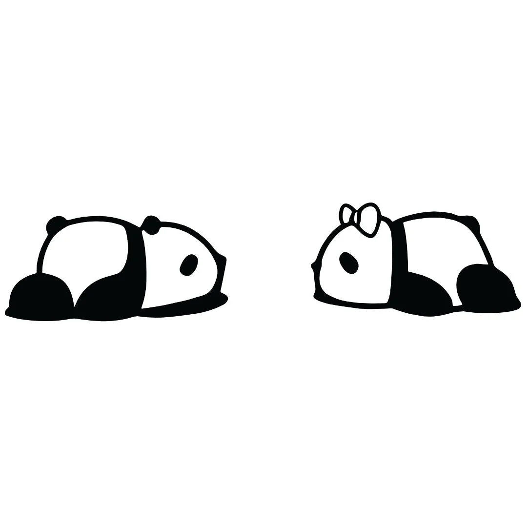 Lying down panda duo temporary tattoo, one with bow - Image 2