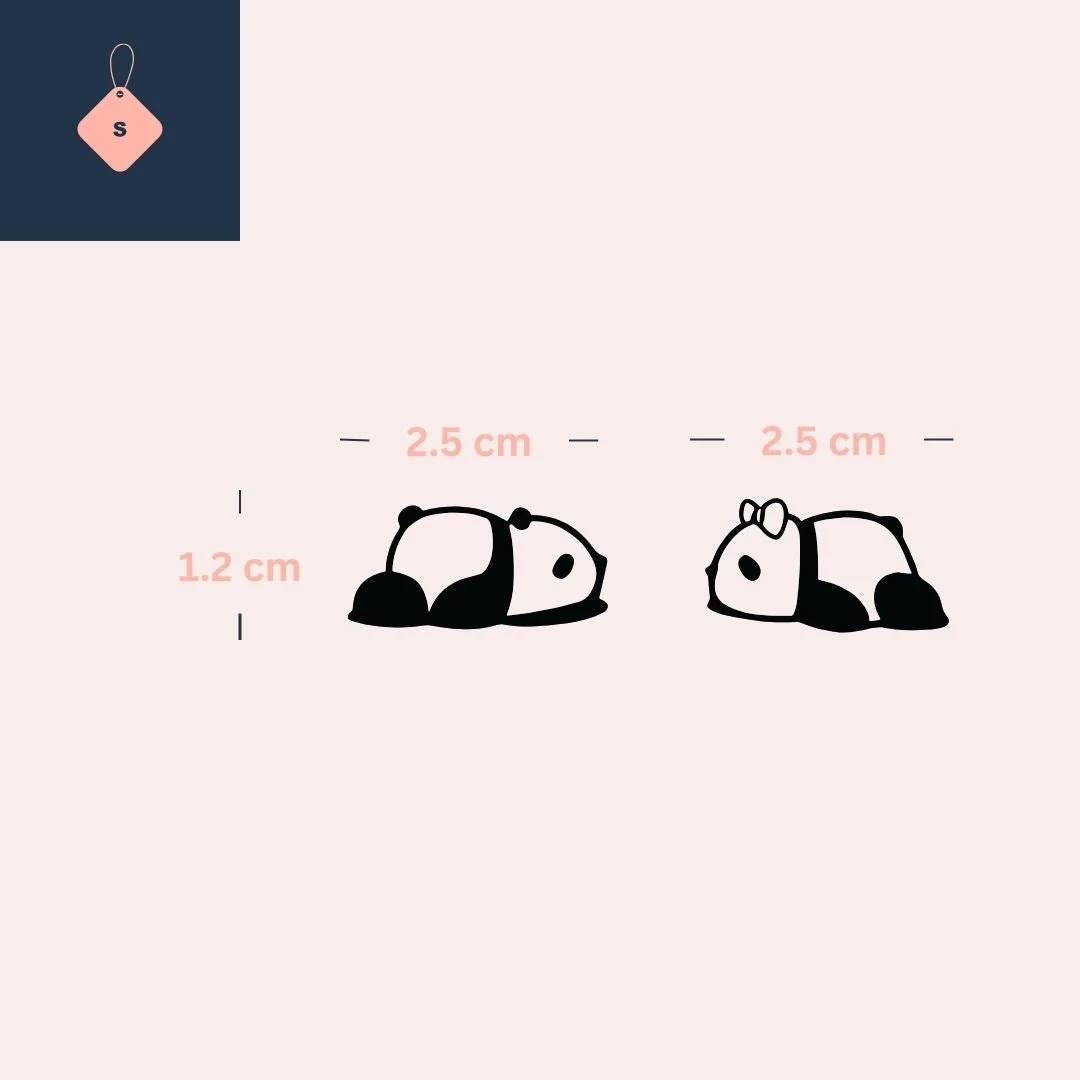 Lying down panda duo temporary tattoo, one with bow - Image 4