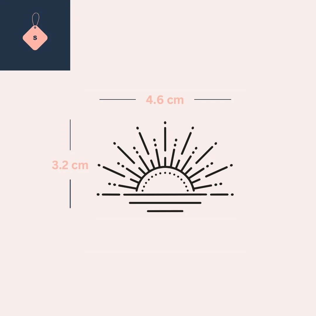 Sunrise temporary tattoo with rays and horizon - Image 4