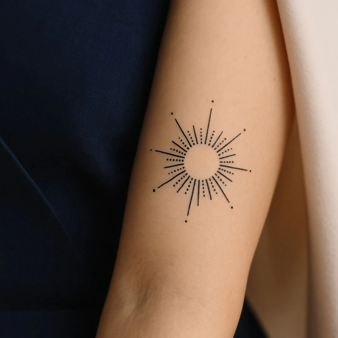 Radiant Star Dotwork Temporary Tattoo