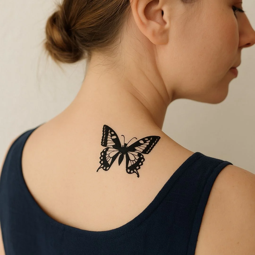 Butterfly silhouette temporary tattoo