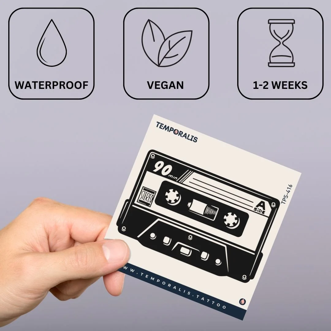 Vintage cassette tape temporary tattoo - Image 3